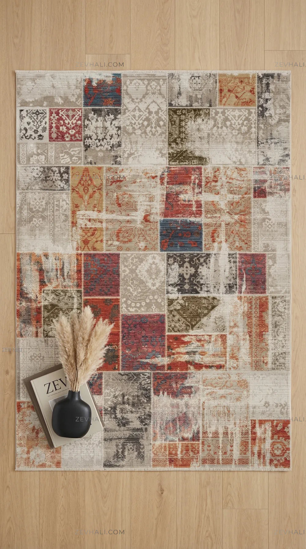 Zev Halı Aura Çok Renkli Patchwork Vintage Oturma Odası Halısı And009 | Etnik Halılar | Zev Halı