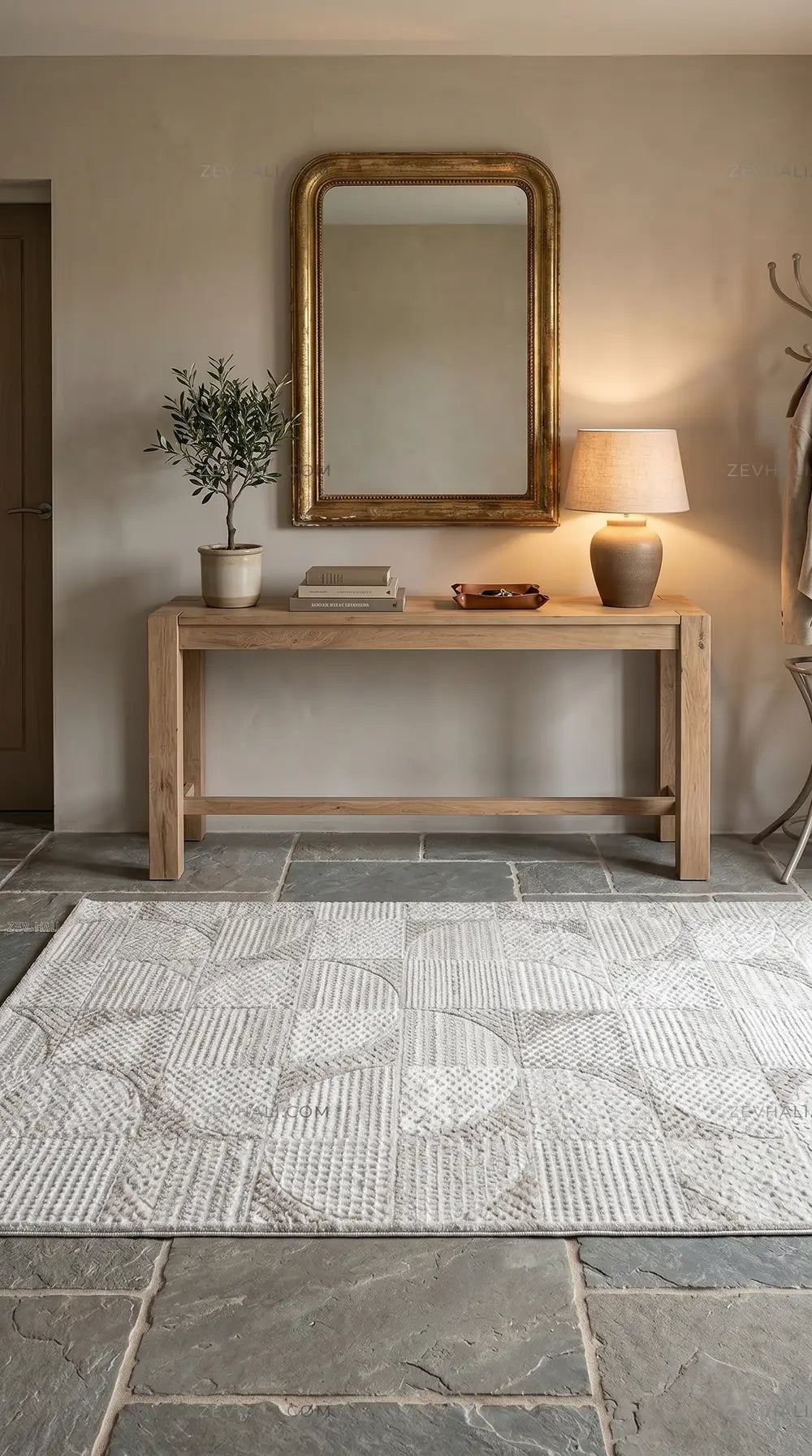 ZEV HALI NATURAL NT10 Gri Modern Geometrik 400 cm Kesim Akrilik Kalın Halı | Akrilik Halı | Zev Halı