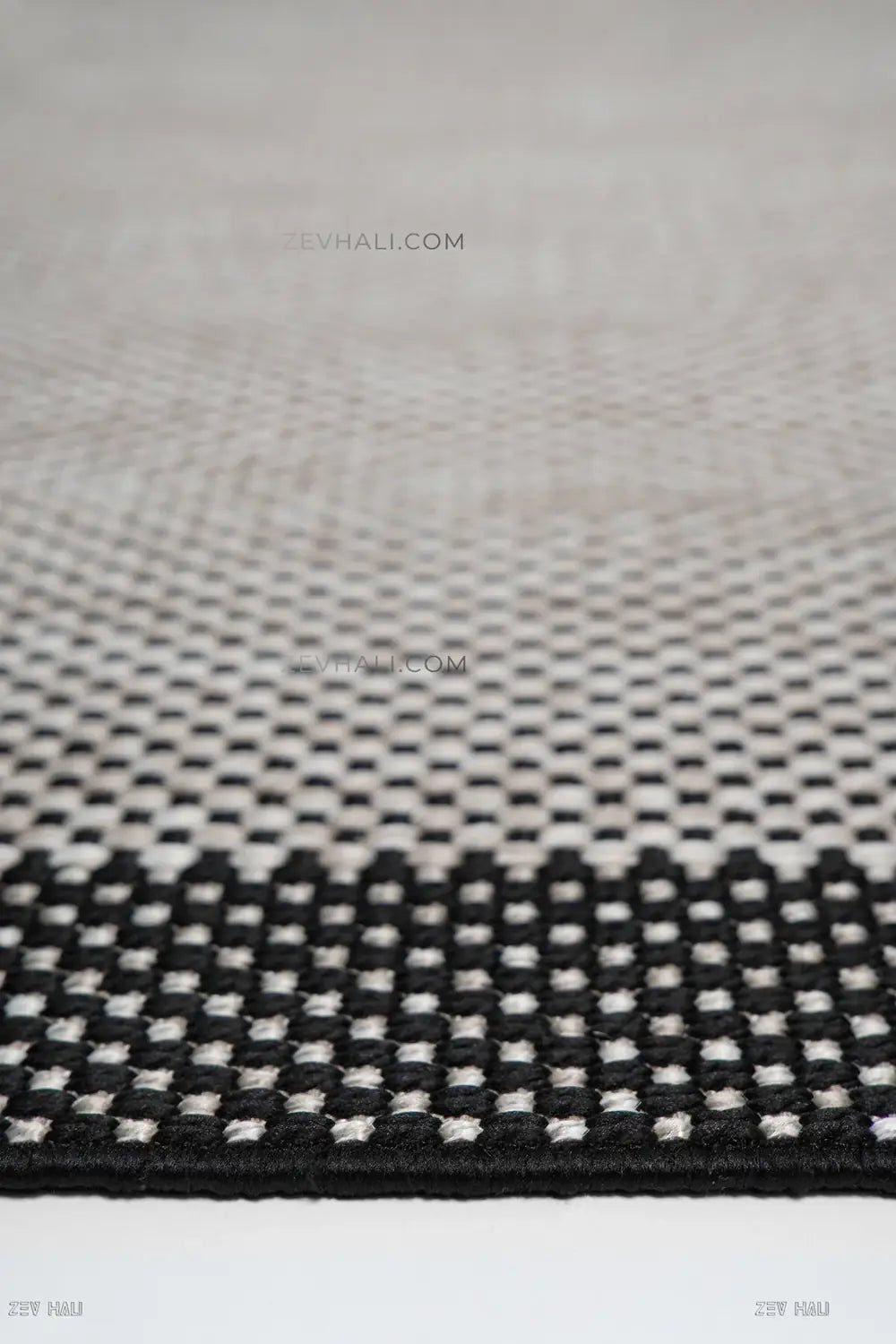 Zev Halı Sisal Plus Bej Siyah Çerçeveli Makinede Yıkanabilir Salon Mutfak Koridor Halısı ZS11 | Sisal Halı | Zev Halı
