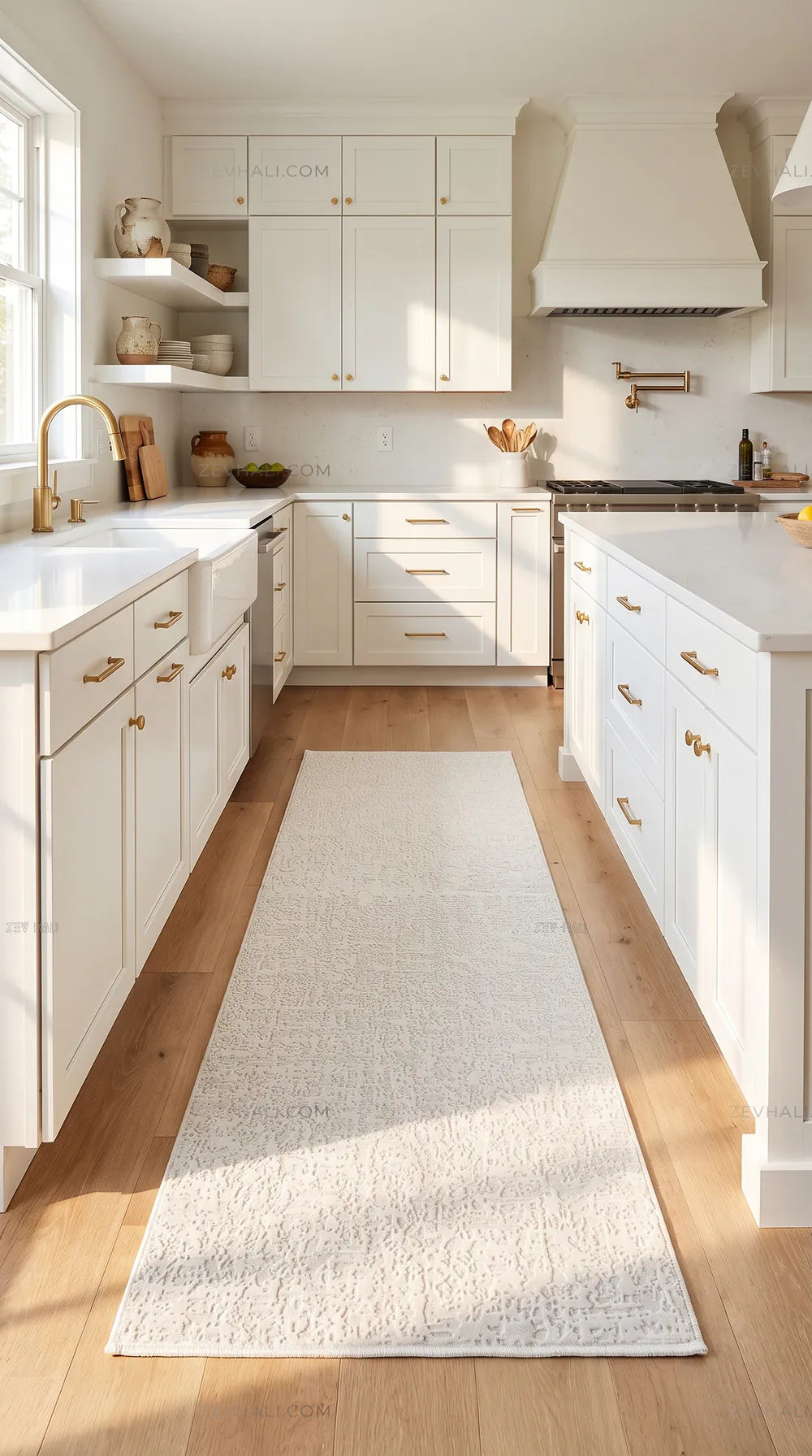 ZEV HALI NATURAL NT11 Beige Flecked Textured 400 cm Cut Acrylic Thick Rug
