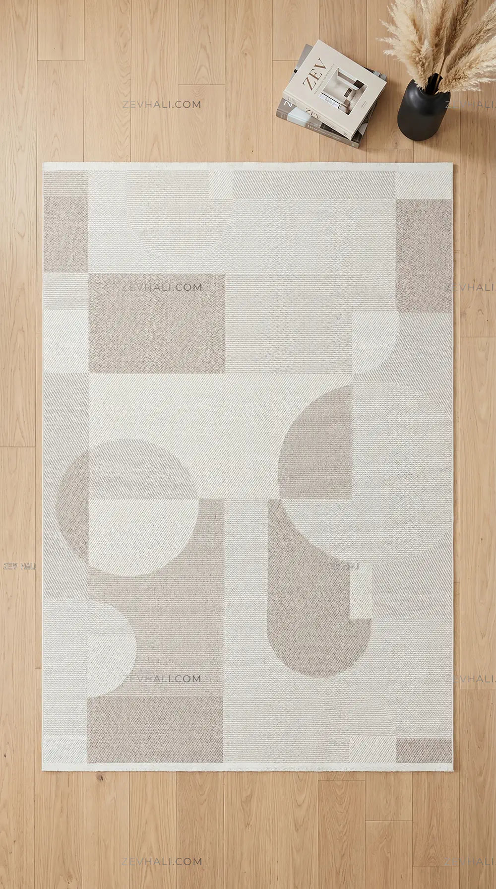 Zev Halı Sisal Modern Geometrik Krem Vizon Sisal Makinede Yıkanabilir Salon Mutfak Halısı ZS02 | Sisal Halı | Zev Halı