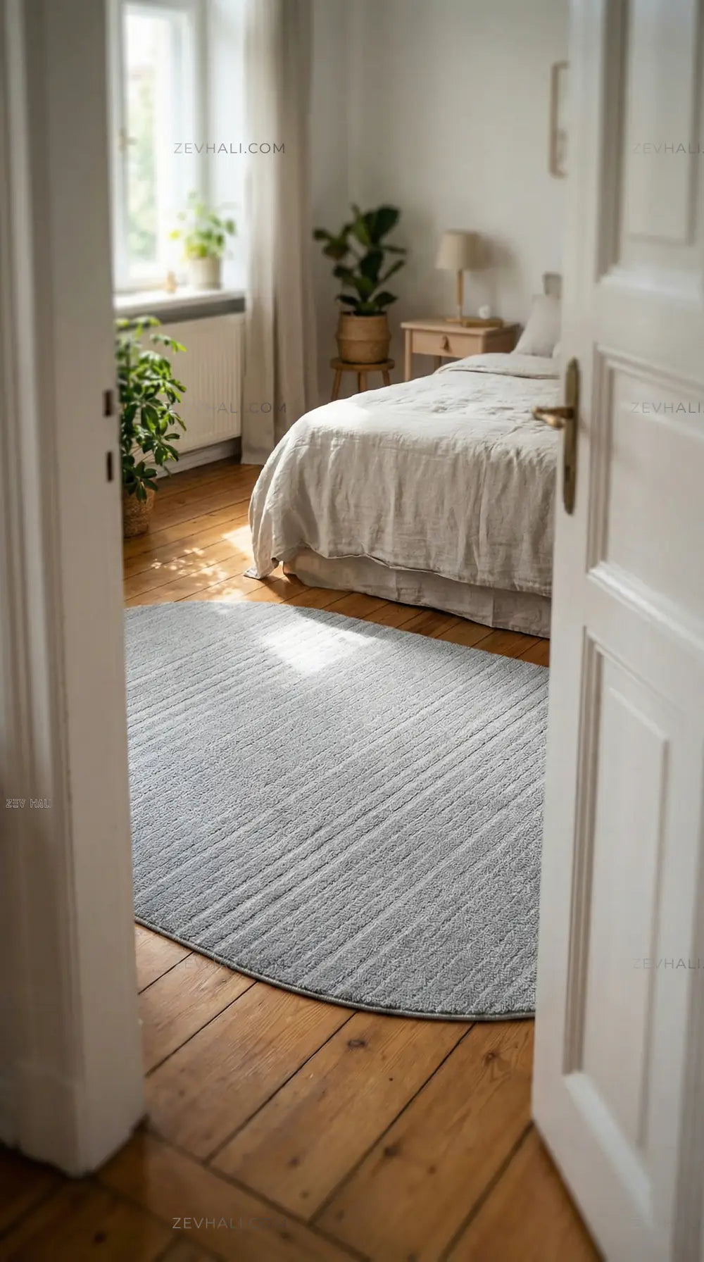 Zev Halı Babil Gri 3D Çizgili Ekstra Yumuşak Oval Halı Özel Ölçü Ba20 | Microfiber Halı | Zev Halı