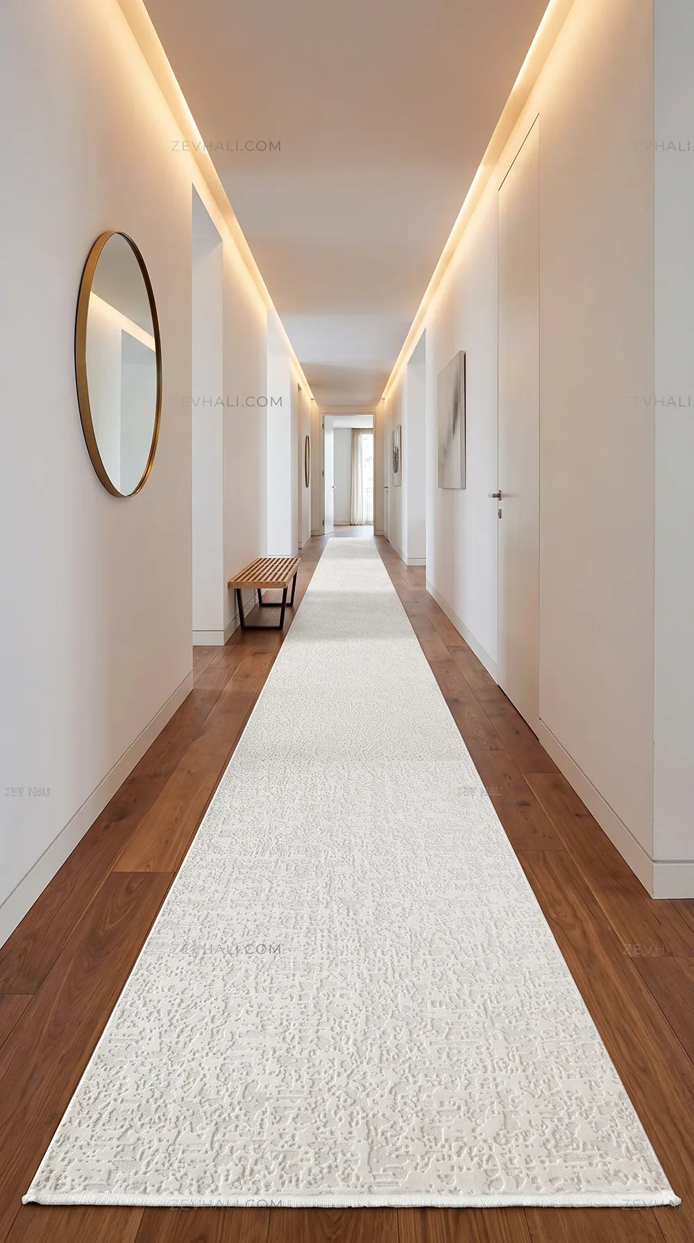 ZEV HALI NATURAL NT11 Beige Flecked Textured 400 cm Cut Acrylic Thick Rug