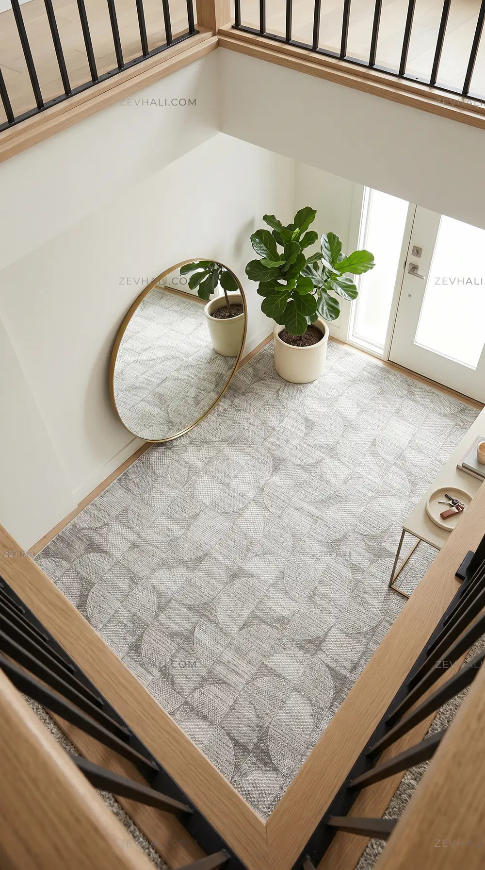 ZEV HALI NATURAL NT10 Gri Modern Geometrik 400 cm Kesim Akrilik Kalın Halı | Akrilik Halı | Zev Halı