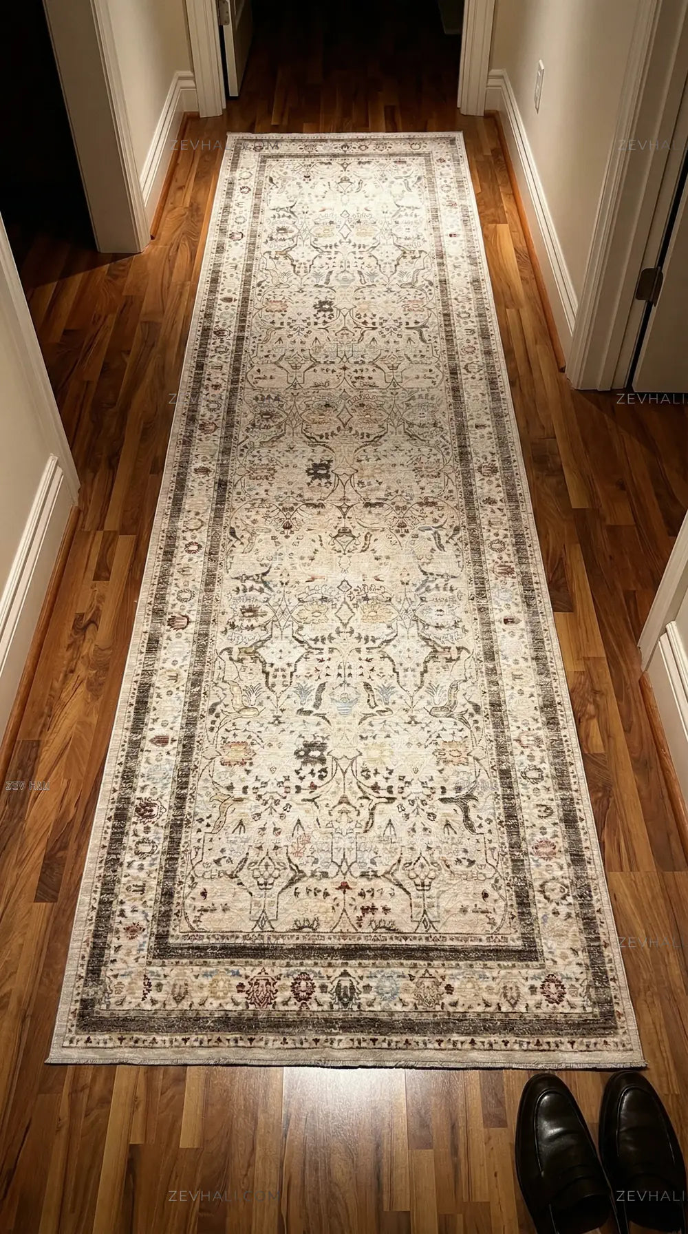 Zev Halı Nostalji Bej Çerçevelii Vintage Etnik Salon Halısı No:7 | Vintage Halılar | Zev Halı