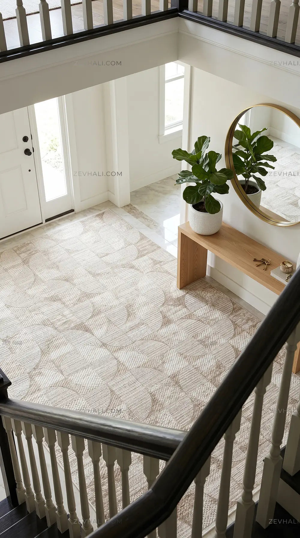 ZEV HALI NATURAL NT09 Bej Modern Geometrik 400 cm Kesim Akrilik Kalın Halı | Akrilik Halı | Zev Halı