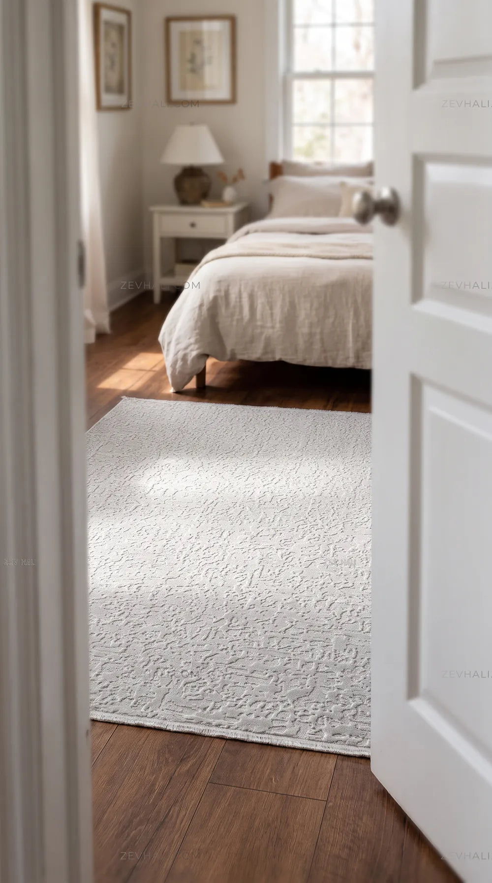 ZEV HALI NATURAL NT11 Beige Flecked Textured 400 cm Cut Acrylic Thick Rug