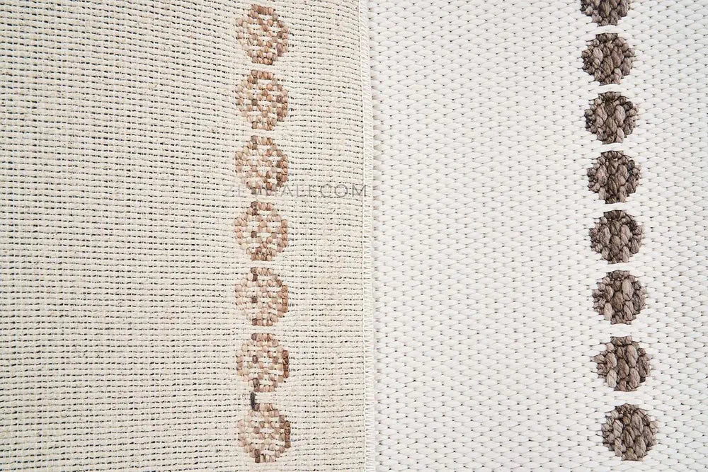 Zev Halı Vincents Colors Beyaz Renkli Noktalı Çizgili Püsküllü İnce Dokuma Kilim VC01 160x200