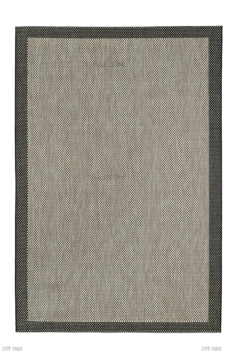 Zev Halı Sisal Plus Bej Siyah Çerçeveli Makinede Yıkanabilir Salon Mutfak Koridor Halısı ZS11 | Sisal Halı | Zev Halı