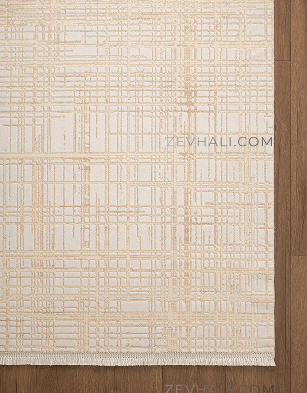 ZEV HALI NATURAL NT17 Krem Modern Dokulu Pamuk Taban Triko Akrilik Halı