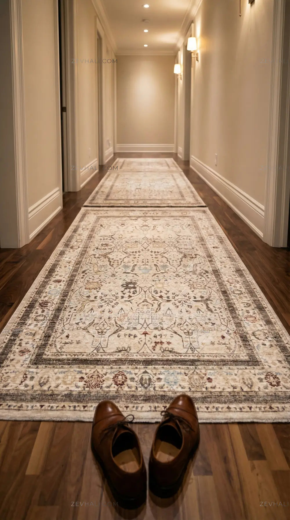 Zev Halı Nostalji Bej Çerçevelii Vintage Etnik Salon Halısı No:7 | Vintage Halılar | Zev Halı
