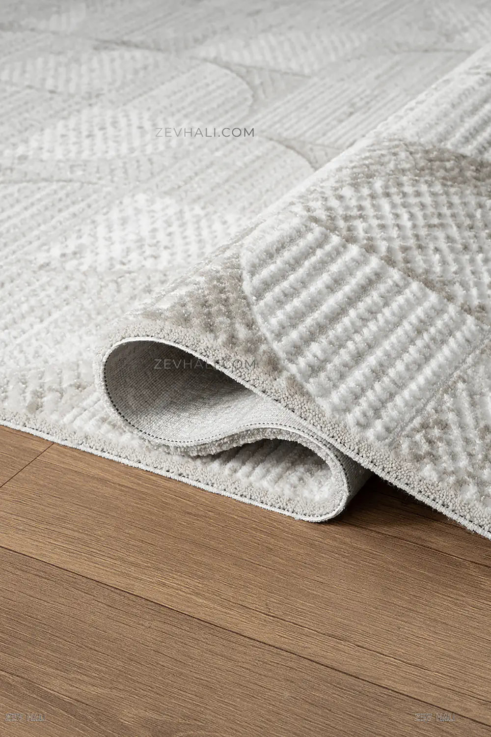 ZEV HALI NATURAL NT10 Gri Modern Geometrik 400 cm Kesim Akrilik Kalın Halı | Akrilik Halı | Zev Halı