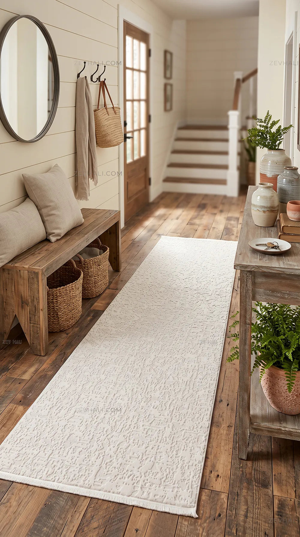 ZEV HALI NATURAL NT11 Beige Flecked Textured 400 cm Cut Acrylic Thick Rug