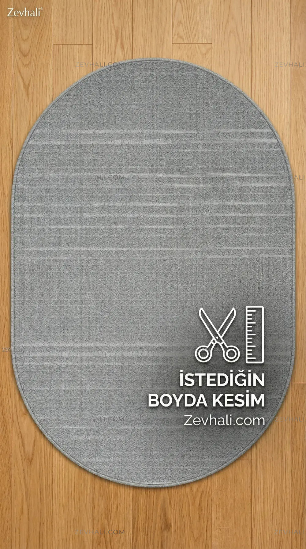Zev Halı Babil Gri 3D Çizgili Ekstra Yumuşak Oval Halı Özel Ölçü Ba20 | Microfiber Halı | Zev Halı