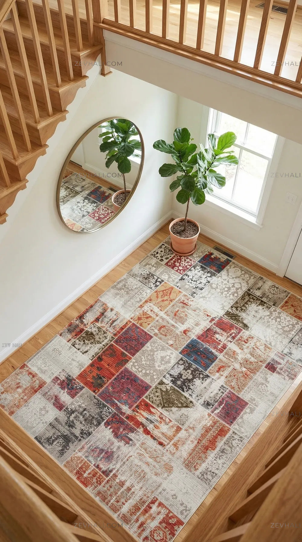 Zev Halı Aura Çok Renkli Patchwork Vintage Oturma Odası Halısı And009 | Etnik Halılar | Zev Halı