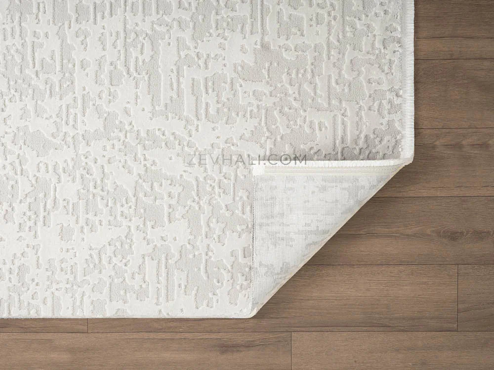 ZEV HALI NATURAL NT11 Beige Flecked Textured 400 cm Cut Acrylic Thick Rug