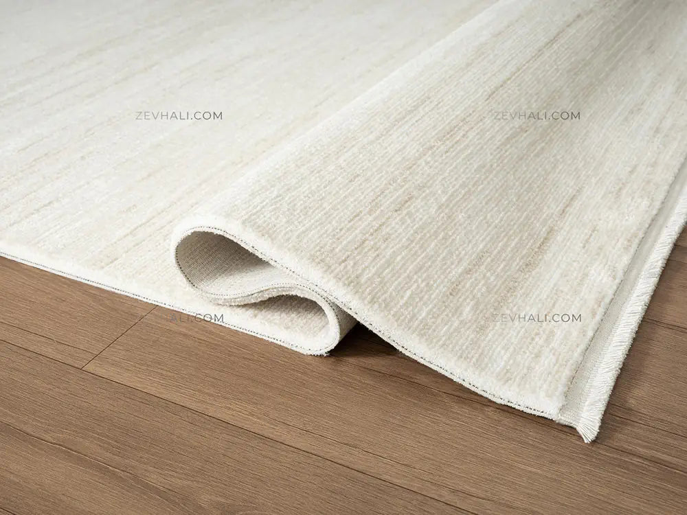 ZEV HALI NATURAL NT07 Bej İnce Çizgili 400 cm Kesim Akrilik Kalın Halı | Akrilik Halı | Zev Halı