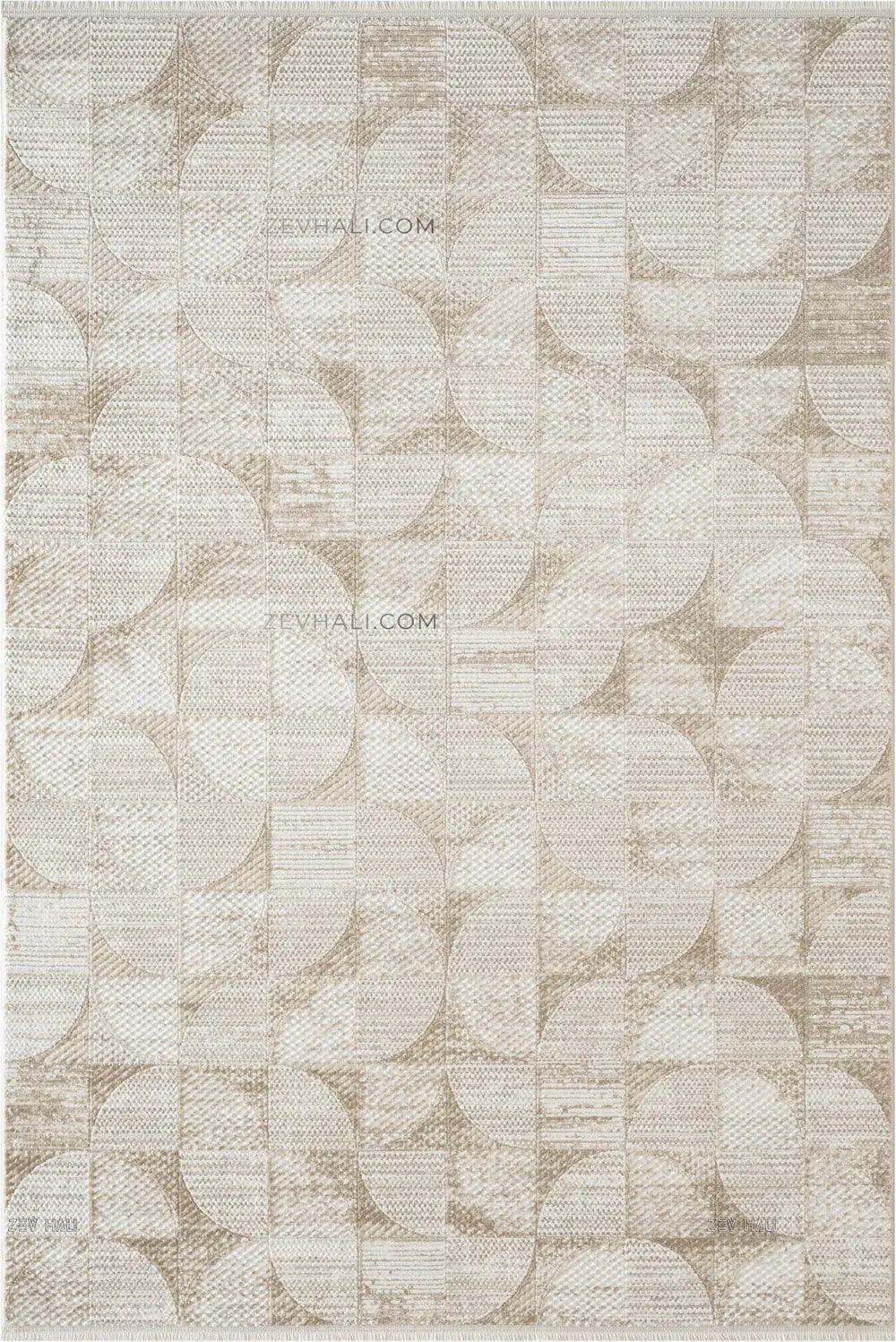ZEV HALI NATURAL NT09 Bej Modern Geometrik 400 cm Kesim Akrilik Kalın Halı | Akrilik Halı | Zev Halı