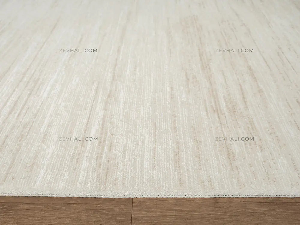 ZEV HALI NATURAL NT07 Bej İnce Çizgili 400 cm Kesim Akrilik Kalın Halı | Akrilik Halı | Zev Halı
