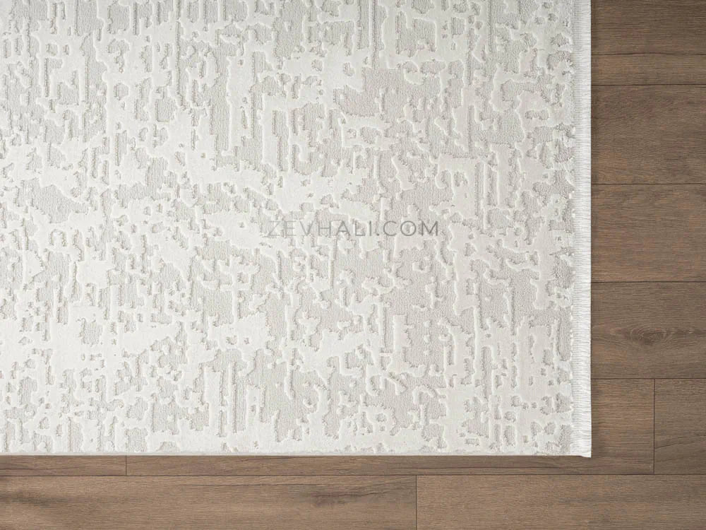 ZEV HALI NATURAL NT11 Beige Flecked Textured 400 cm Cut Acrylic Thick Rug