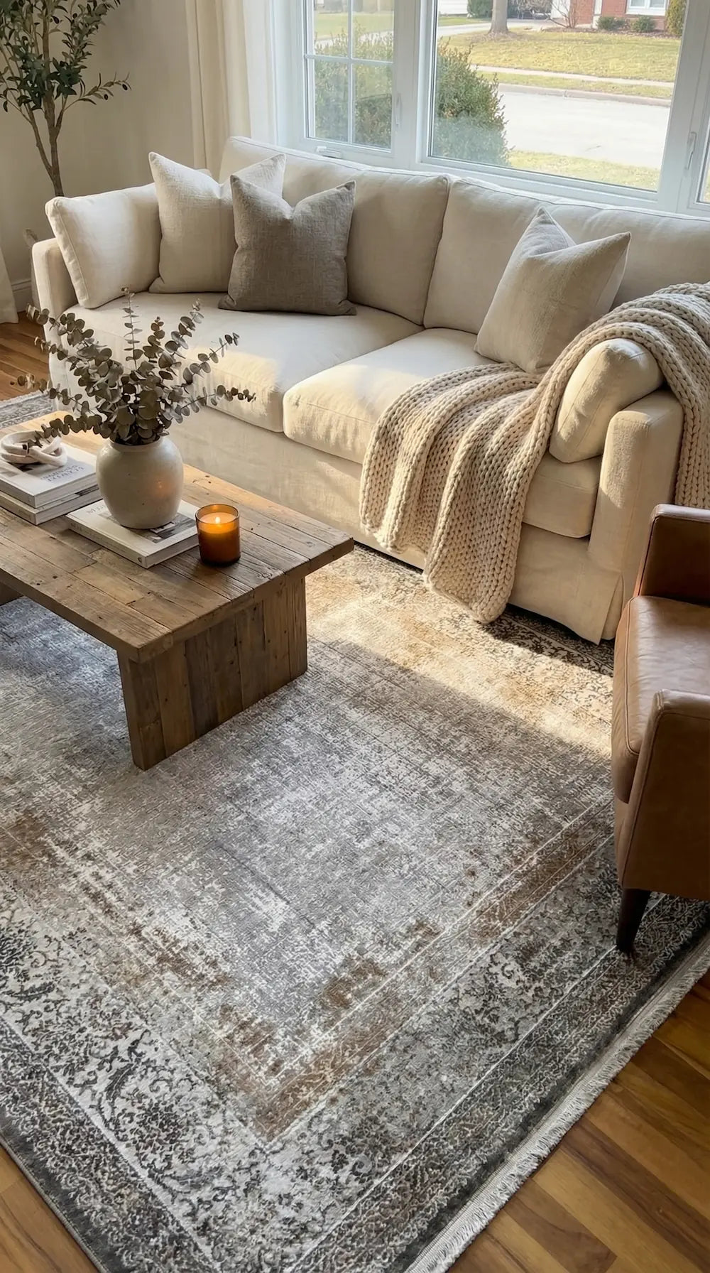 Zev Halı Prime PR020 Gri Vizon Eskitme Klasik Bordürlü Salon Halısı 160x230