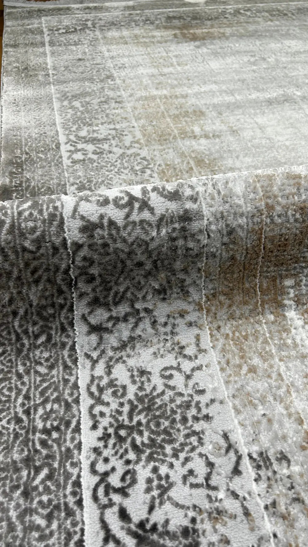 Zev Halı Prime PR020 Gri Vizon Eskitme Klasik Bordürlü Salon Halısı 160x230