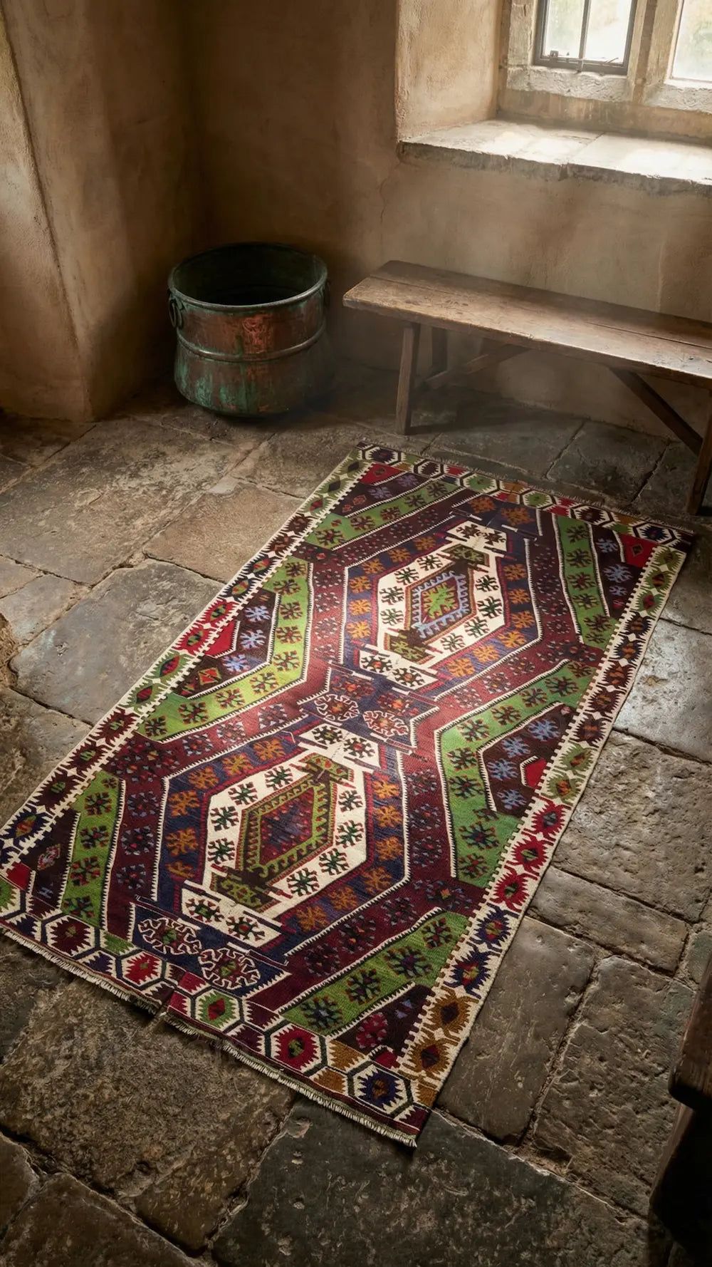 Zev Halı Anadolu Serisi Geleneksel Geometrik Kilim El Dokuması Kilim 183x320