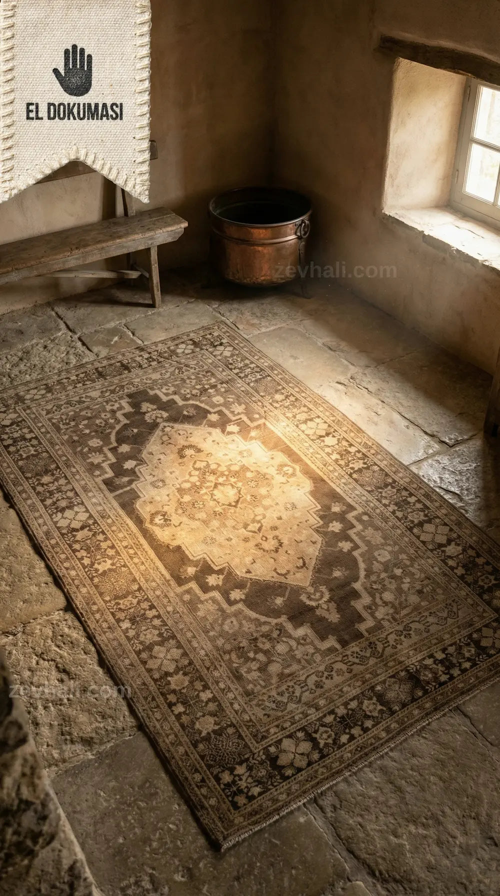 Zev Halı Anadolu Serisi Geleneksel Göbekli El Dokuması Halı 200x350