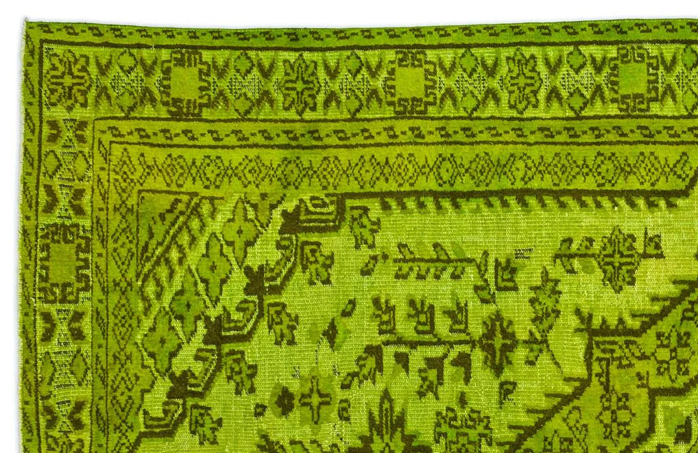 Zev Halı Carved Serisi Geleneksel Madalyonlu Yeşil El Dokuması Halı 178x290