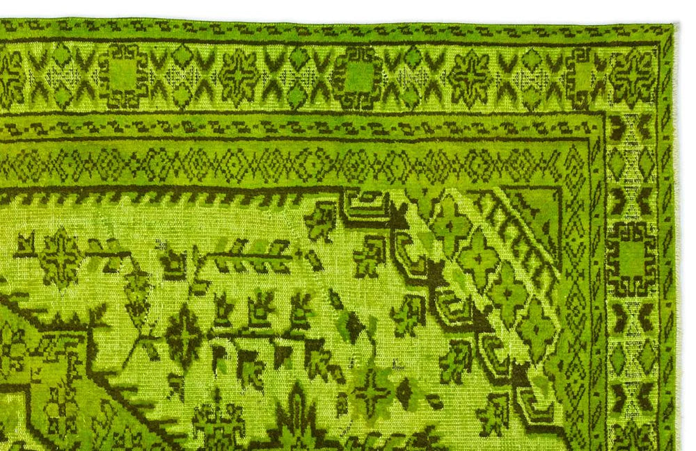 Zev Halı Carved Serisi Geleneksel Madalyonlu Yeşil El Dokuması Halı 178x290