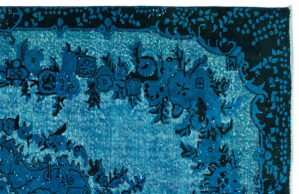 Zev Halı Carved Serisi Geleneksel Madalyonlu Turkuaz El Dokuması Halı 184x290