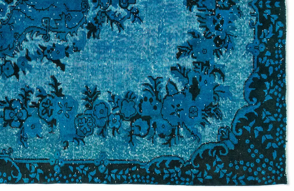 Zev Halı Carved Serisi Geleneksel Madalyonlu Turkuaz El Dokuması Halı 184x290