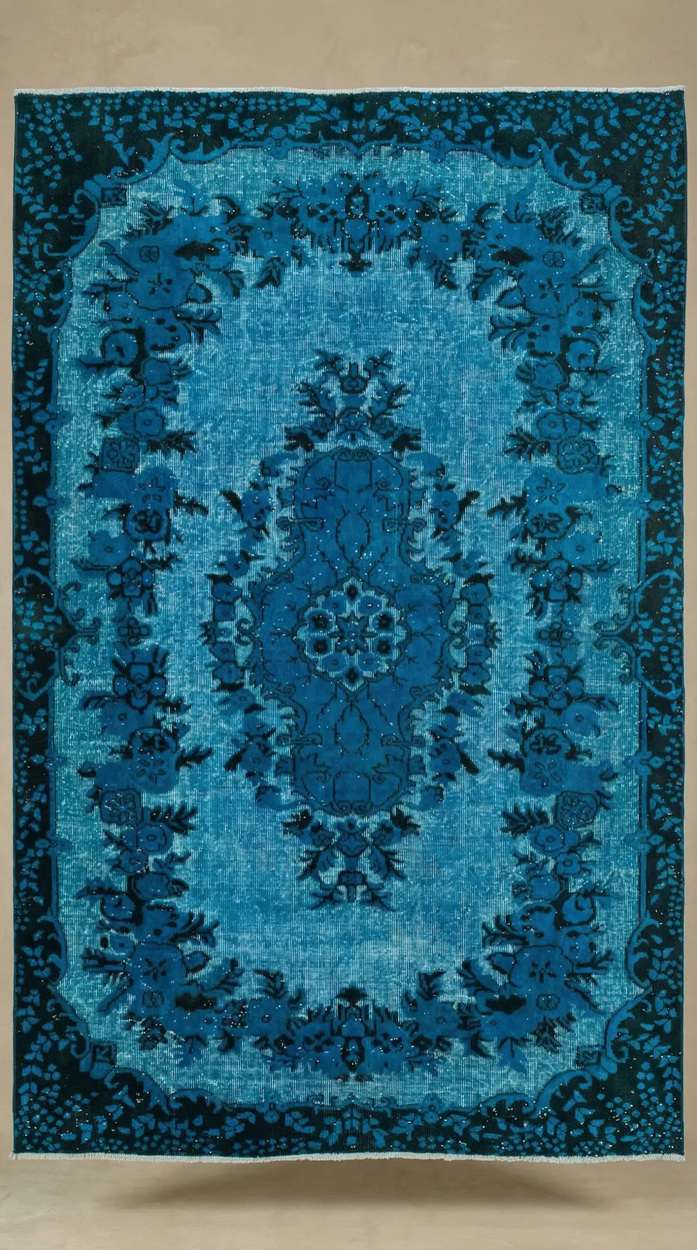 Zev Halı Carved Serisi Geleneksel Madalyonlu Turkuaz El Dokuması Halı 184x290