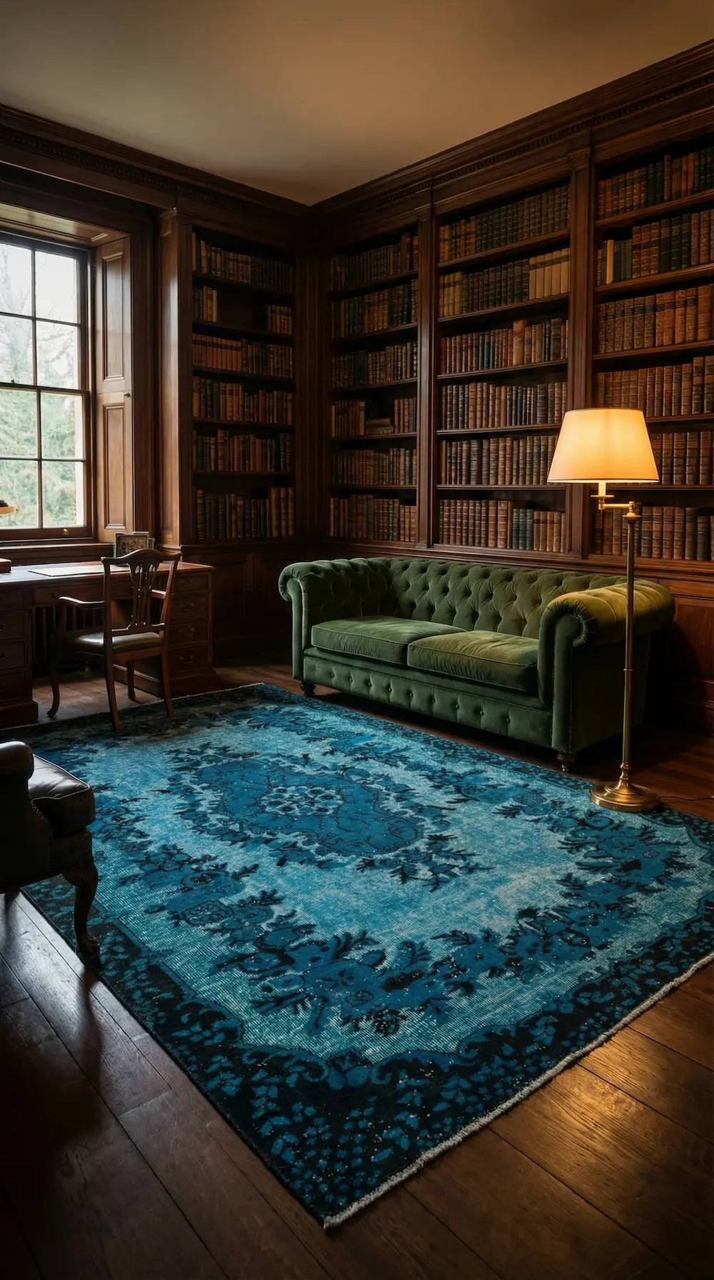 Zev Halı Carved Serisi Geleneksel Madalyonlu Turkuaz El Dokuması Halı 184x290