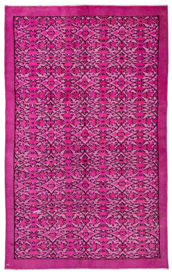 Zev Halı Carved Serisi Geleneksel Geometrik Fuşya El Dokuması Halı 189x295