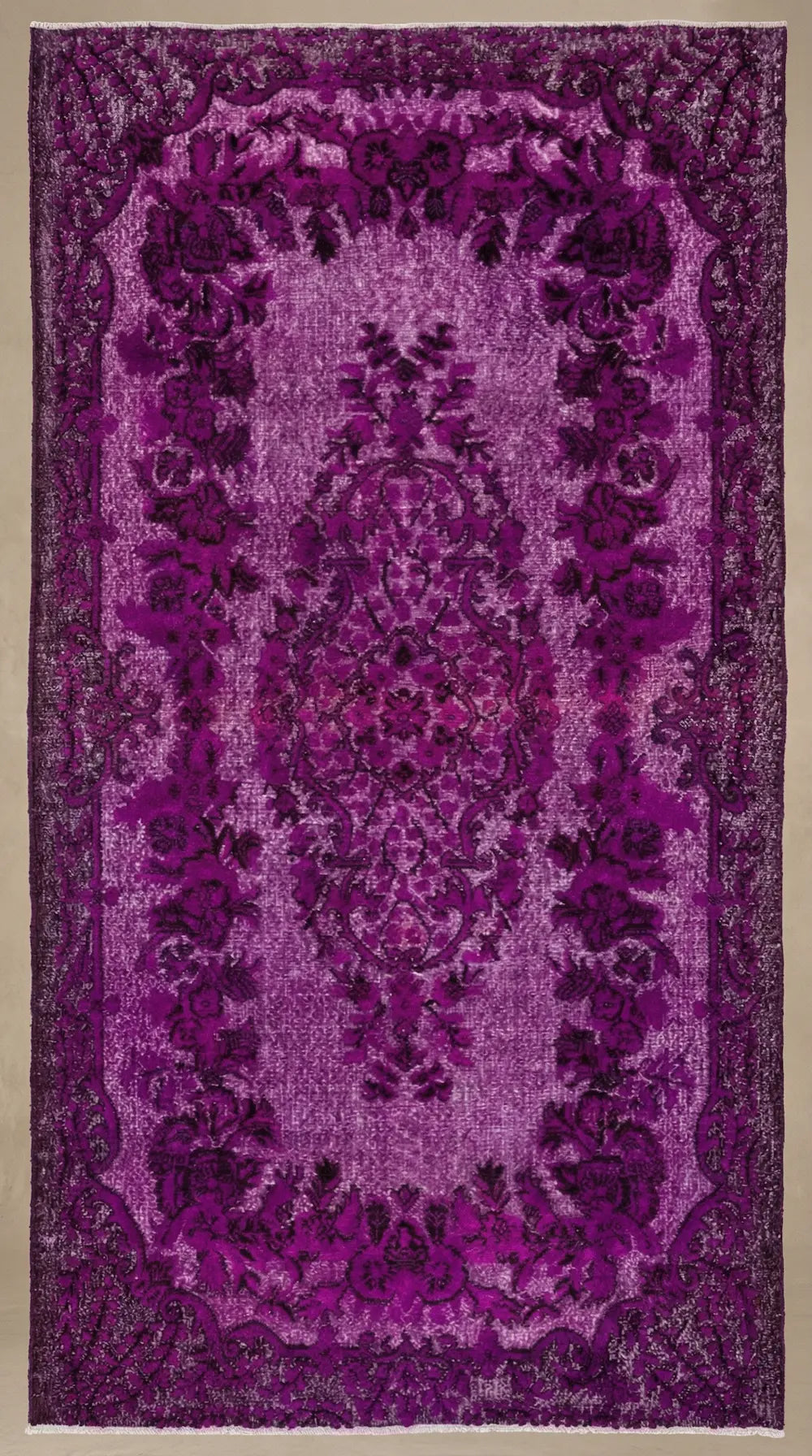 Zev Halı Carved Serisi Geleneksel Madalyonlu Mor El Dokuması Halı 172x313