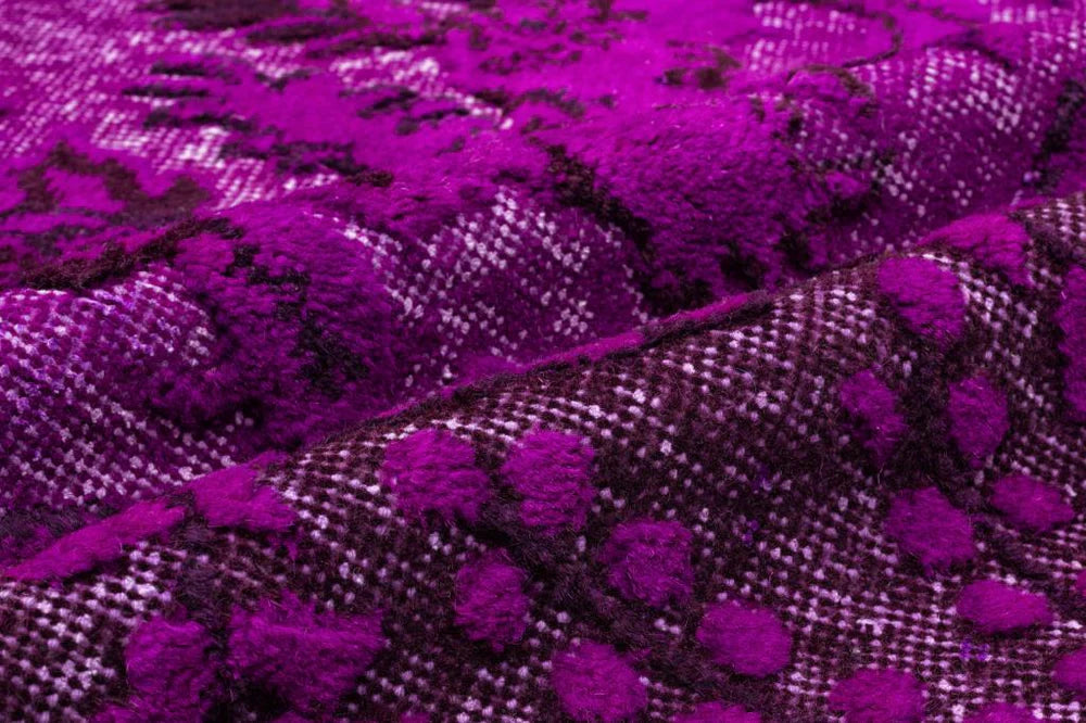 Zev Halı Carved Serisi Geleneksel Madalyonlu Mor El Dokuması Halı 172x313