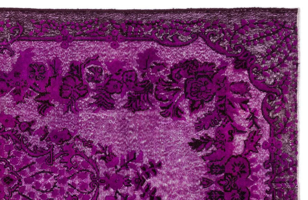 Zev Halı Carved Serisi Geleneksel Madalyonlu Mor El Dokuması Halı 172x313