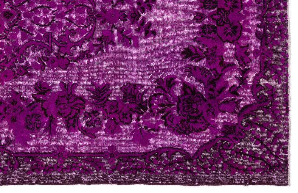 Zev Halı Carved Serisi Geleneksel Madalyonlu Mor El Dokuması Halı 172x313