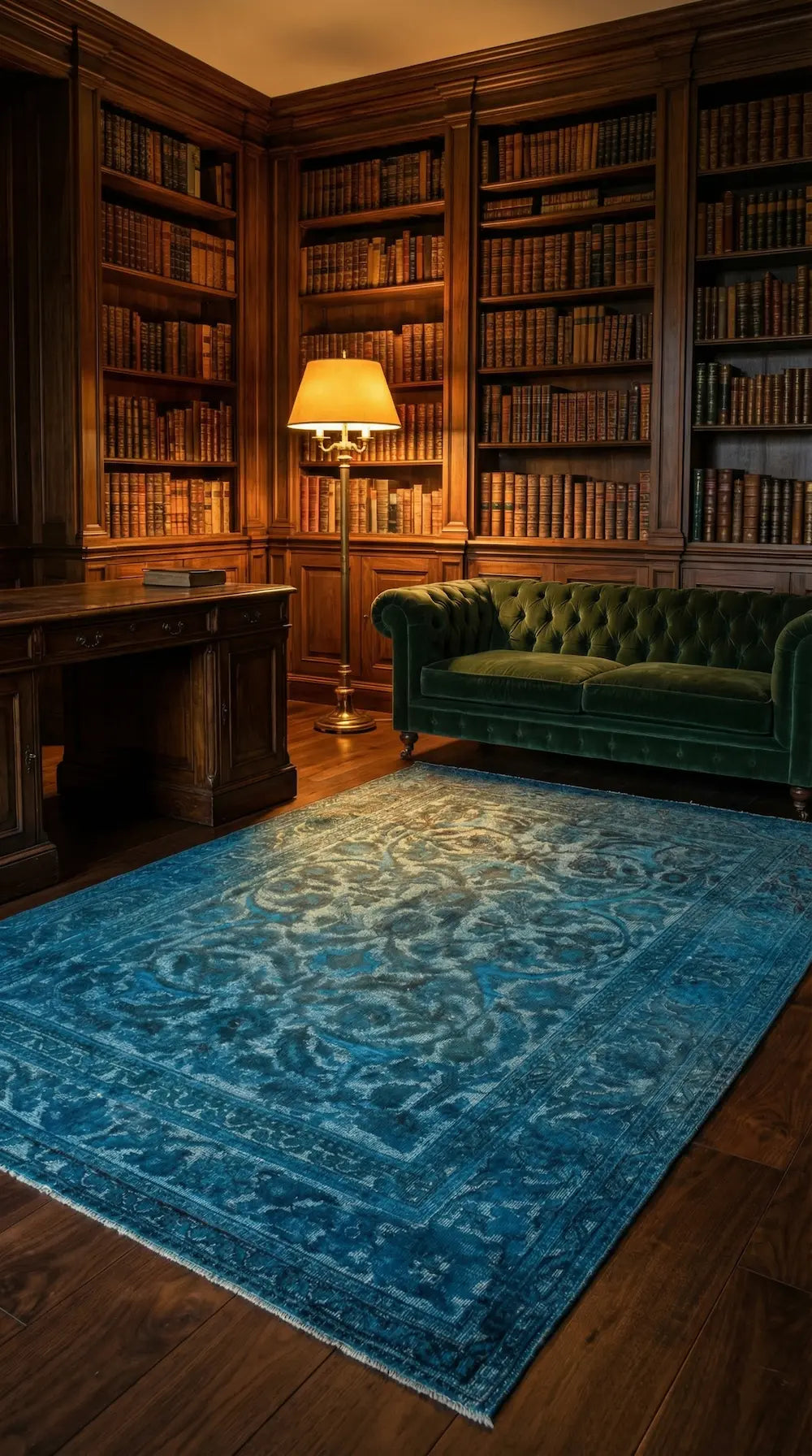 Zev Halı Carved Serisi Geleneksel Barok Desenli Mavi El Dokuması Halı 181x315