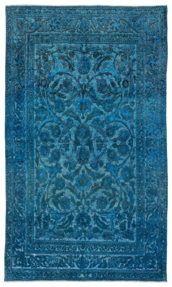 Zev Halı Carved Serisi Geleneksel Barok Desenli Mavi El Dokuması Halı 181x315