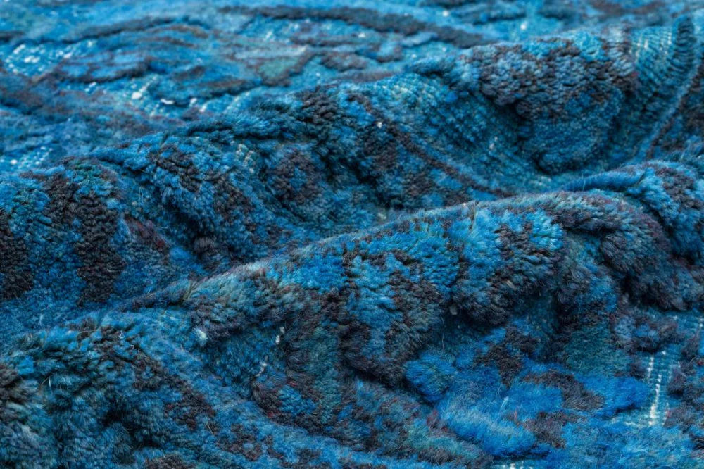 Zev Halı Carved Serisi Geleneksel Barok Desenli Mavi El Dokuması Halı 181x315