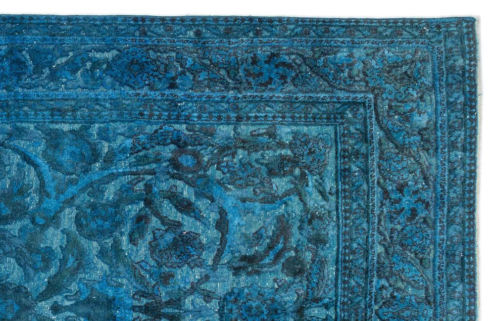 Zev Halı Carved Serisi Geleneksel Barok Desenli Mavi El Dokuması Halı 181x315