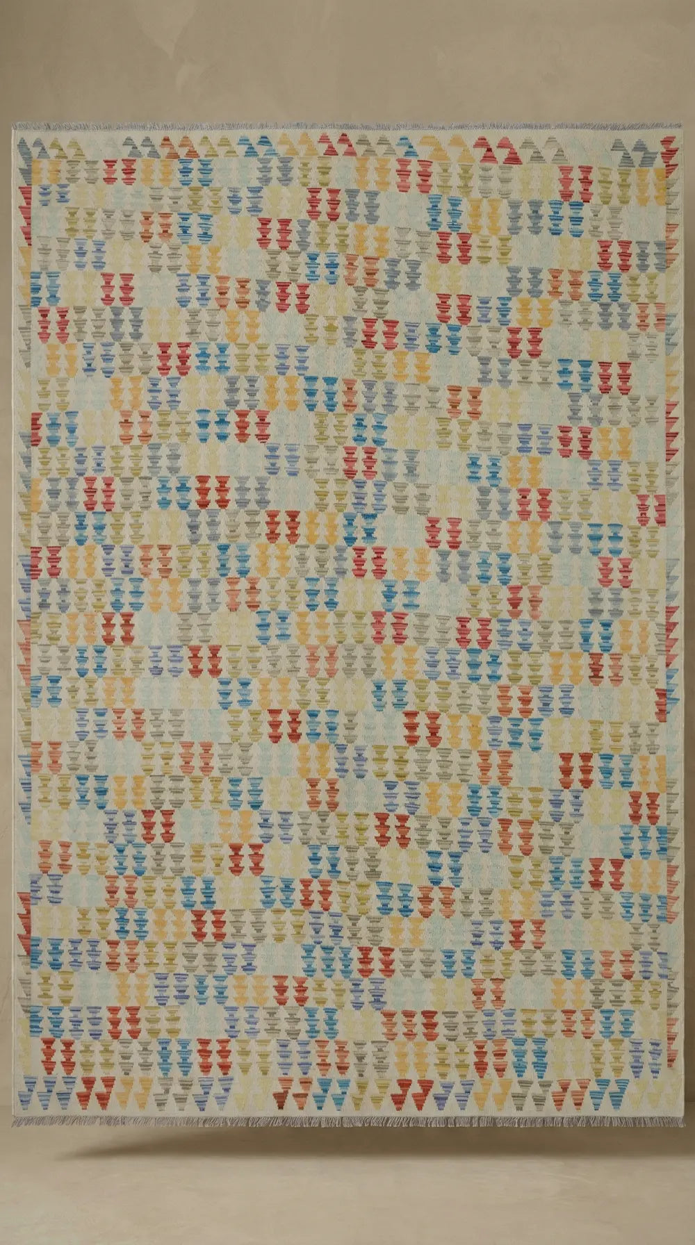 Zev Halı Bamyan Serisi El Dokuması Renkli Geometrik Kilim 200x294
