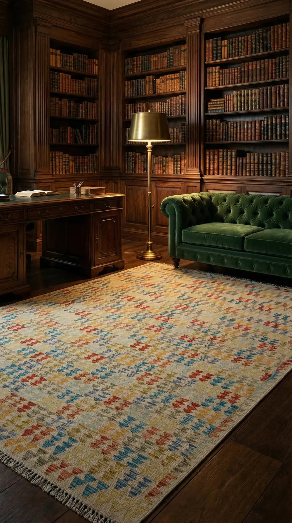 Zev Halı Bamyan Serisi El Dokuması Renkli Geometrik Kilim 200x294