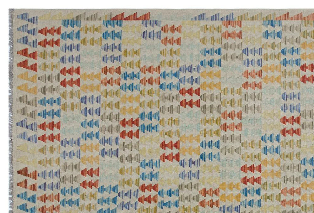 Zev Halı Bamyan Serisi El Dokuması Renkli Geometrik Kilim 200x294