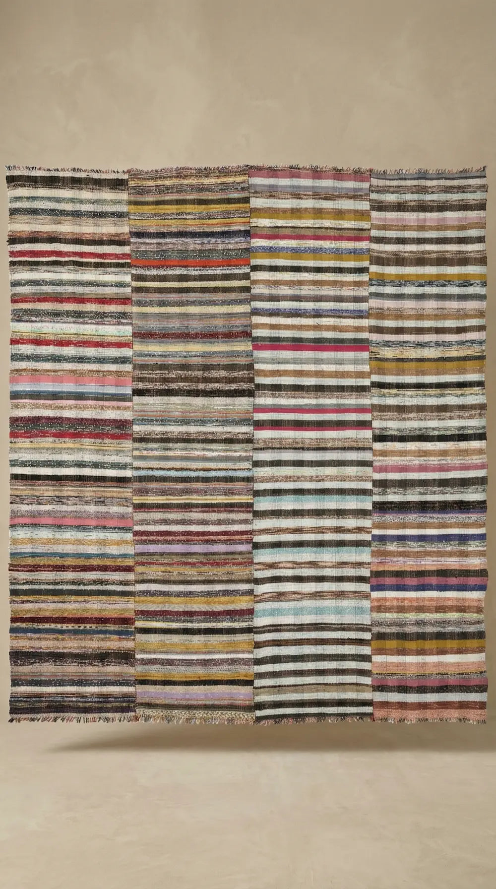 Zev Halı Çaput Kilim Serisi Geleneksel Çizgili El Dokuması Kilim 267x323