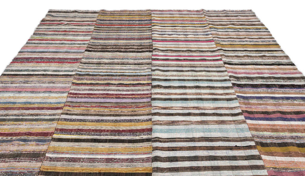 Zev Halı Çaput Kilim Serisi Geleneksel Çizgili El Dokuması Kilim 267x323