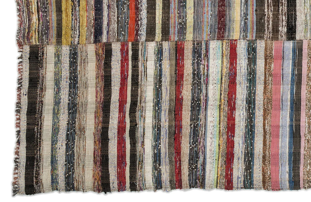 Zev Halı Çaput Kilim Serisi Geleneksel Çizgili El Dokuması Kilim 267x323