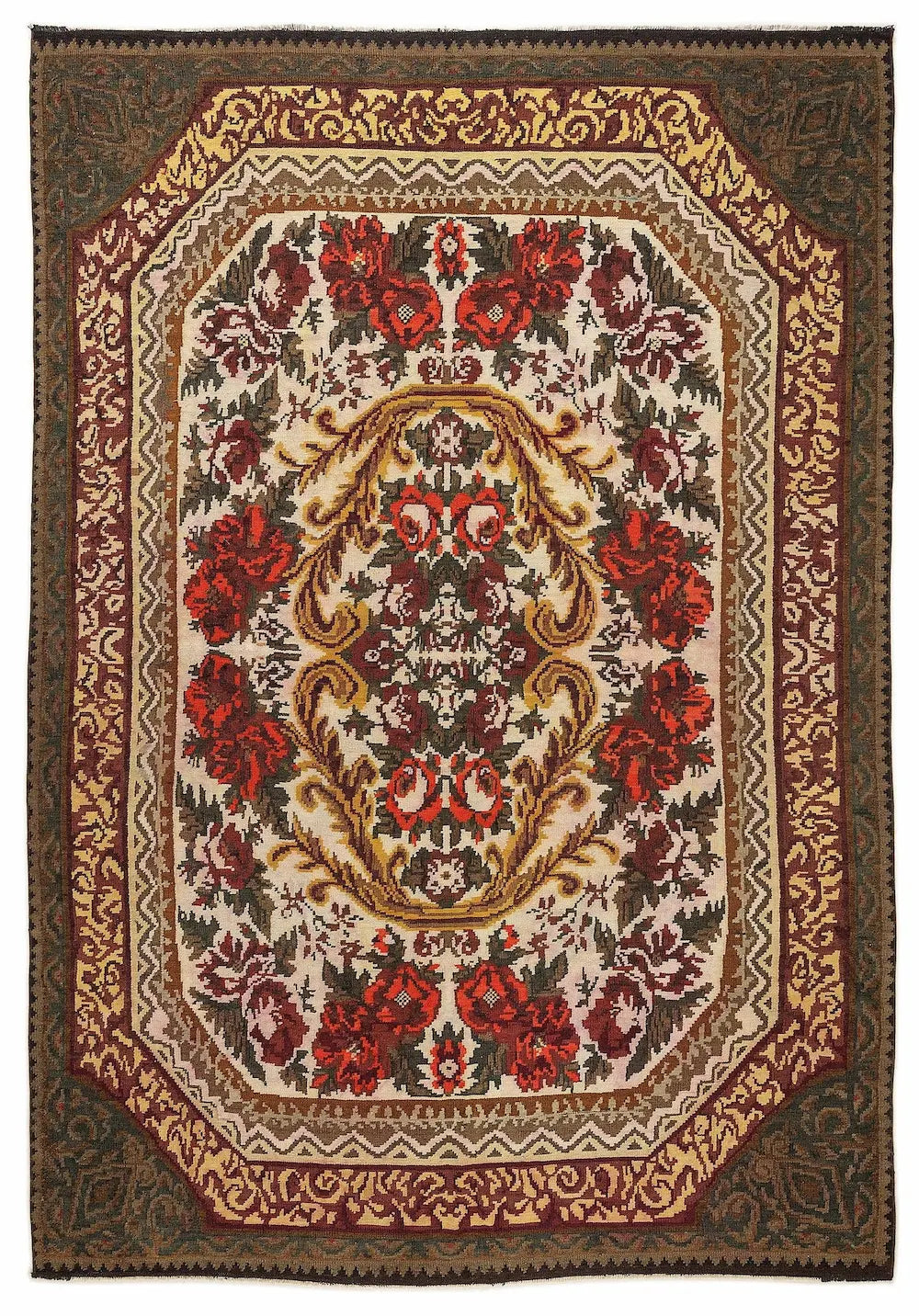 Zev Halı Karabağ Serisi El Dokuması Çiçek Motifli Karabağ Kilimi 214x310